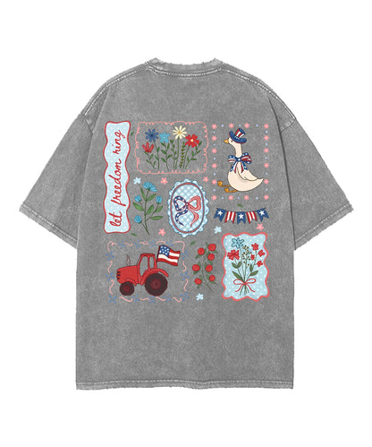 Let Freedom Ring Double Sided Unisex Washed Christian T-shirt