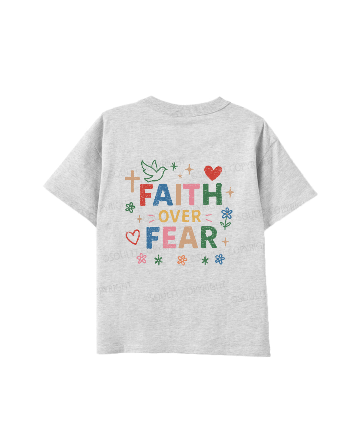 Kids Faith Over Fear Double Sided Cotton Christian T-shirt
