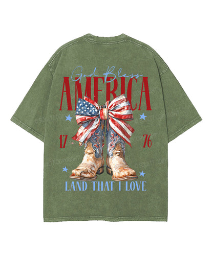 God Bless America Double Sided Unisex Washed Christian T-shirt