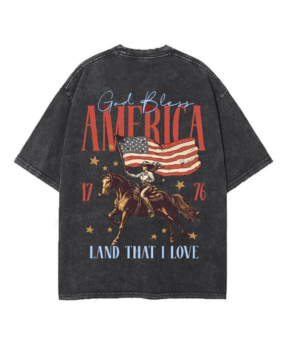 God Bless America Double Sided Unisex Washed Christian T-shirt