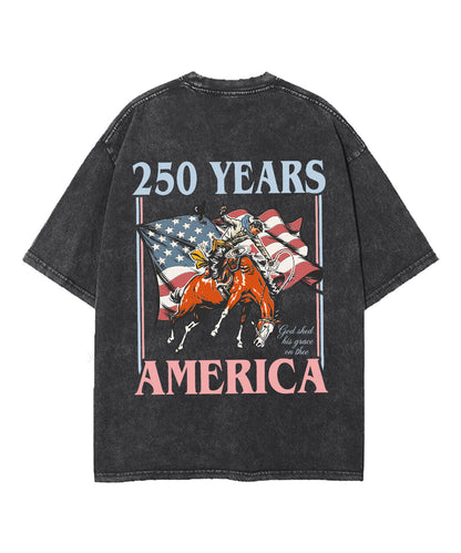 250 Years America Anniversary Double Sided Unisex Washed Christian T-shirt