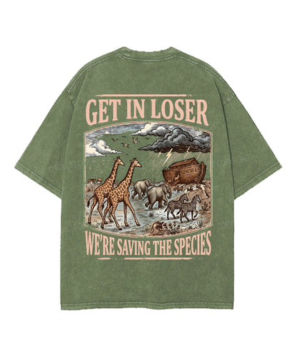 We're Saving The Species Double Sided Unisex Washed Christian T-shirt