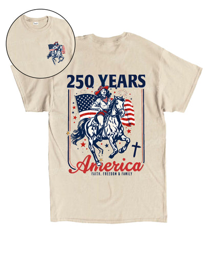 250 Years America Anniversary Double Sided Unisex Cotton Christian T-Shirt