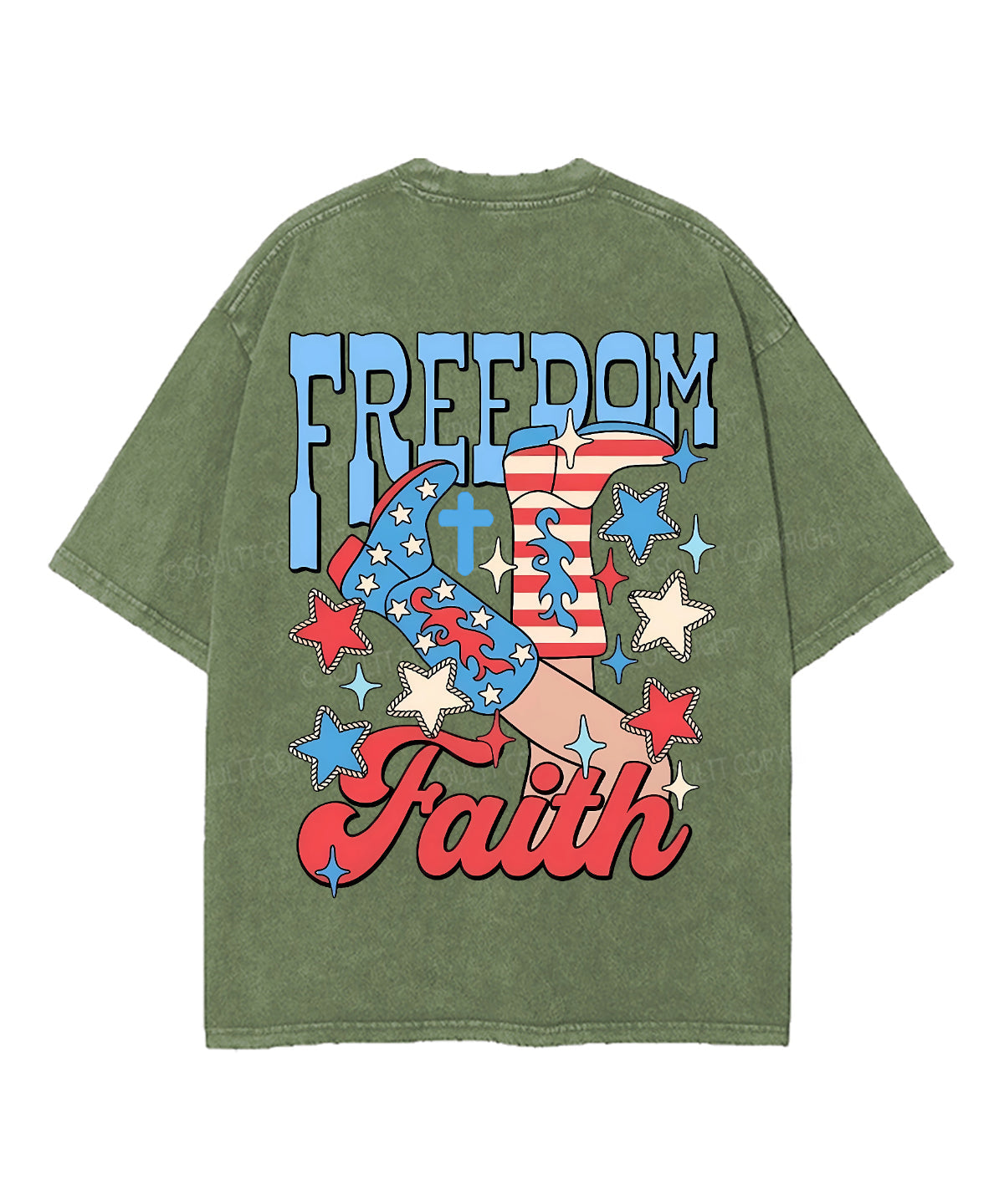 Freedom & Faith Double Sided Unisex Washed Christian T-shirt