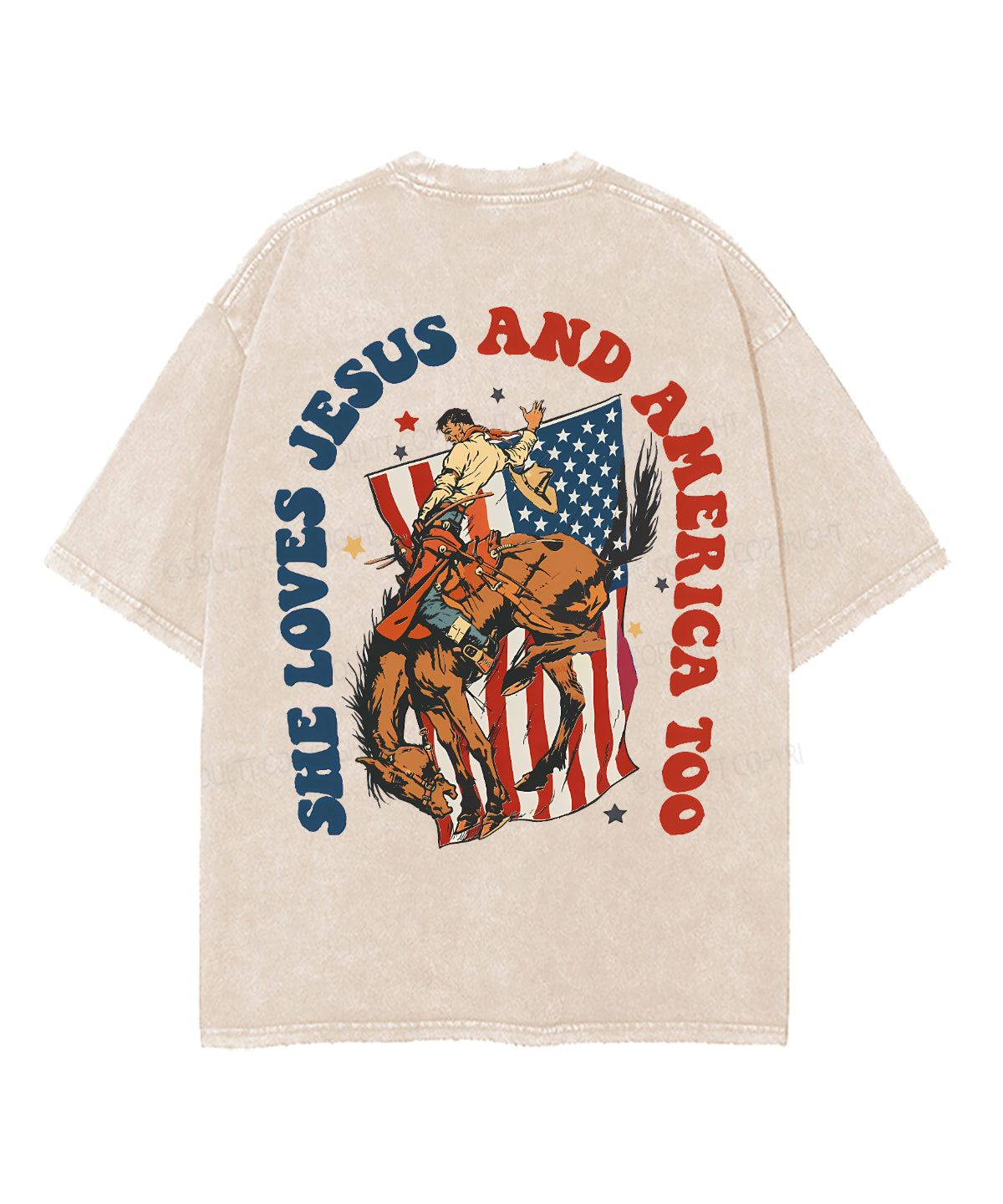 She Loves Jesus And America Too Double Sided Unisex Washed Christian T-shirt