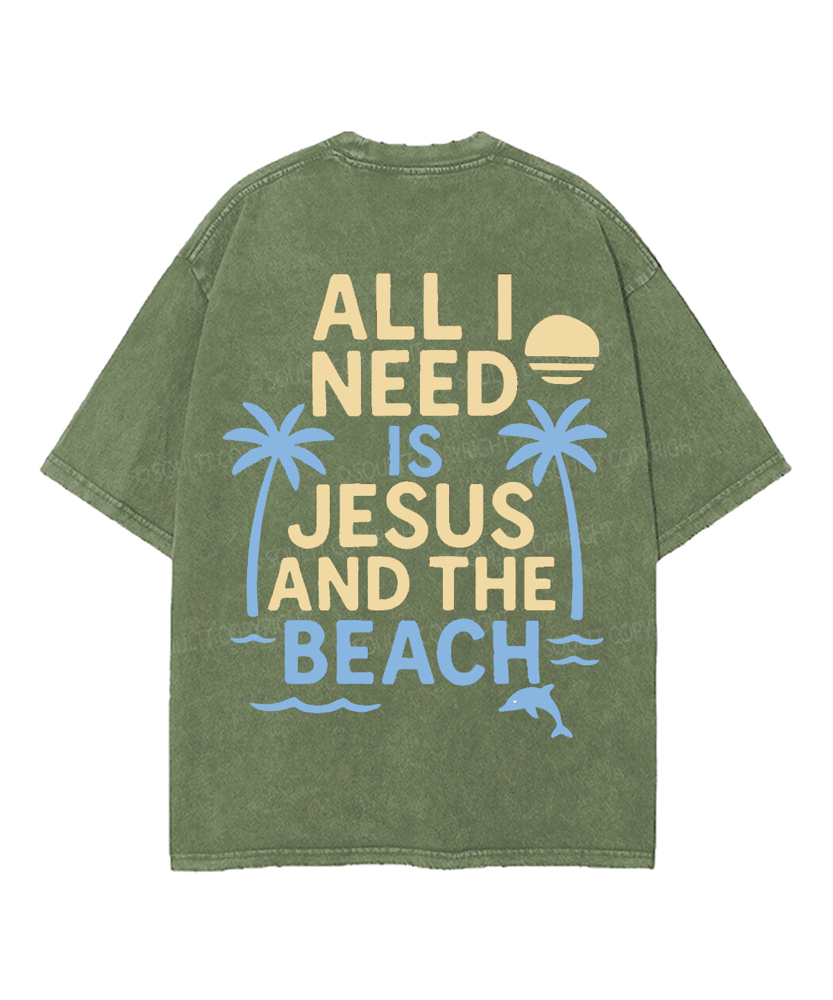 All I Need Is Jesus And The Beach Double Sided Unisex Washed Christian T-shirt