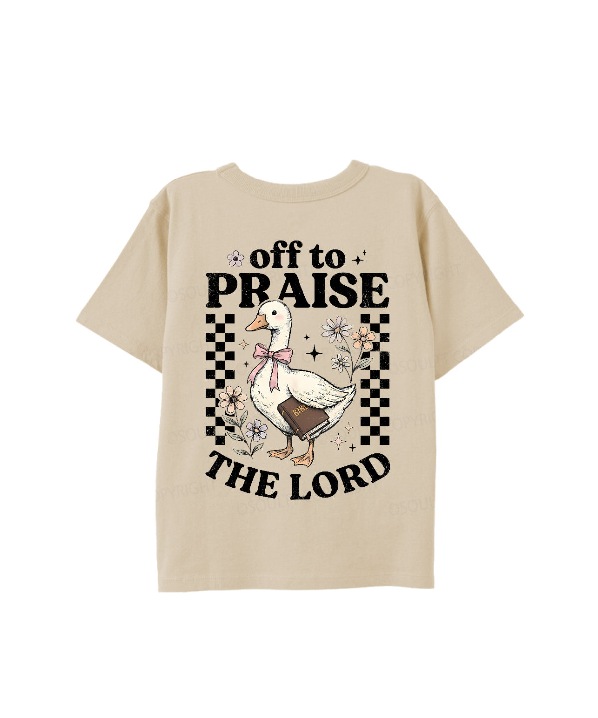 Kids Off To Praise The Lord Double Sided Cotton Christian T-shirt