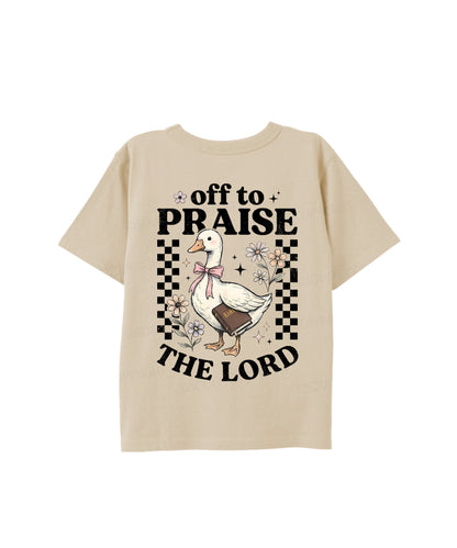 Kids Off To Praise The Lord Double Sided Cotton Christian T-shirt
