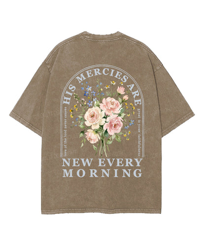 His Mercies Are New Every Morning Double Sided Unisex Washed Christian T-shirt