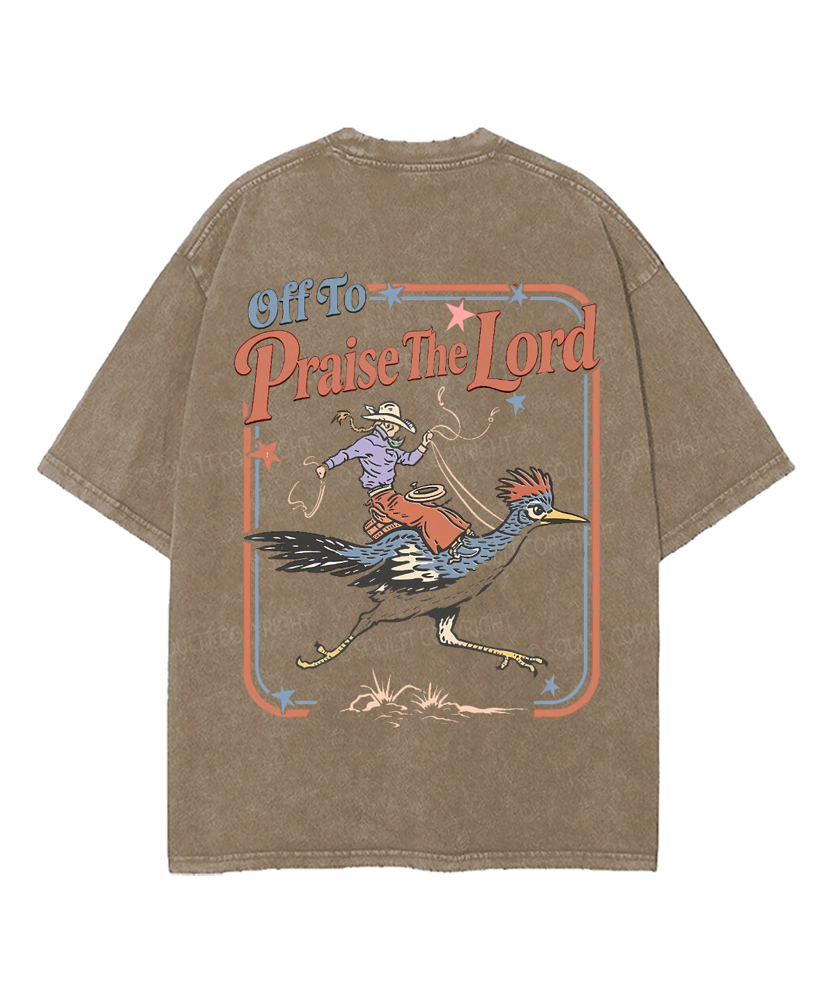 Off To Praise The Lord Double Sided Unisex Washed Christian T-shirt