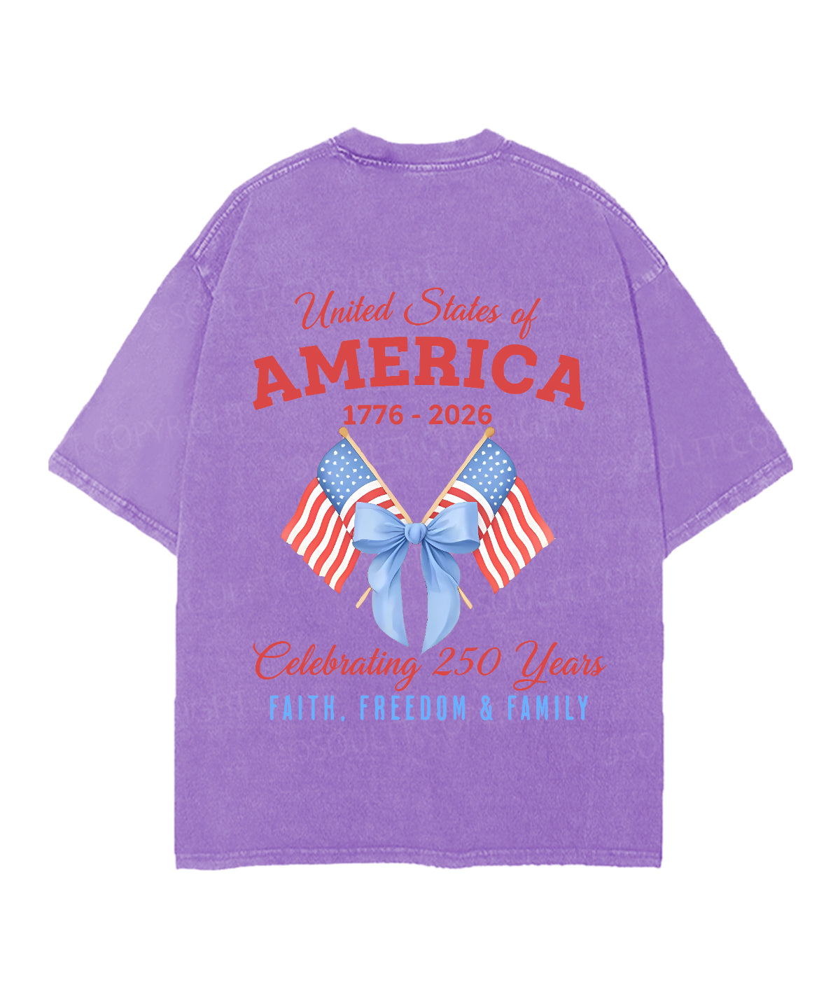 250 Years America Anniversary Double Sided Unisex Christian Washed T-Shirt & Shorts
