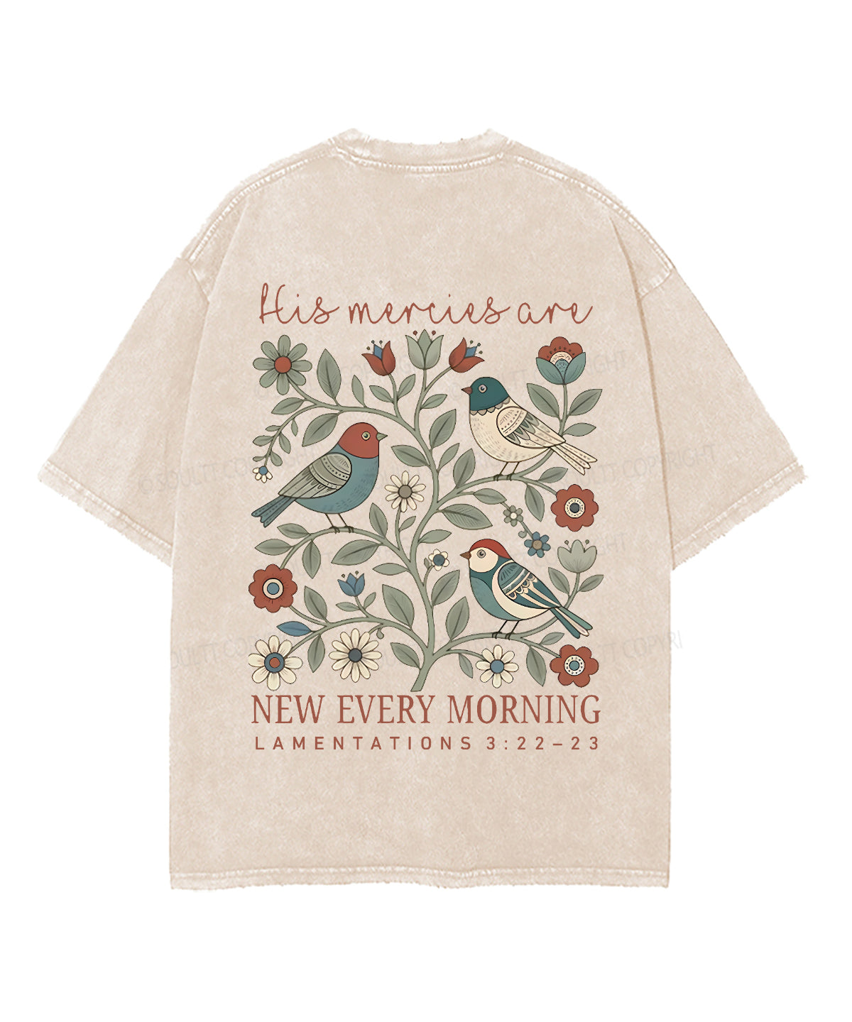 His Mercies Are New Every Morning Double SidedUnisex Washed Christian T-shirt