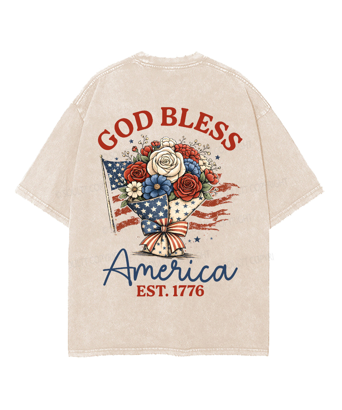 God Bless America Double Sided Unisex Washed Christian T-shirt
