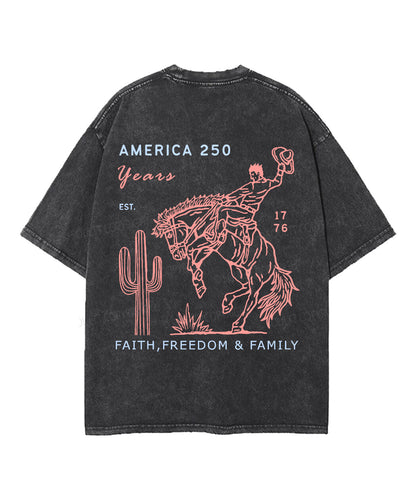 250 Years America Anniversary Double Sided Unisex Washed Christian T-shirt