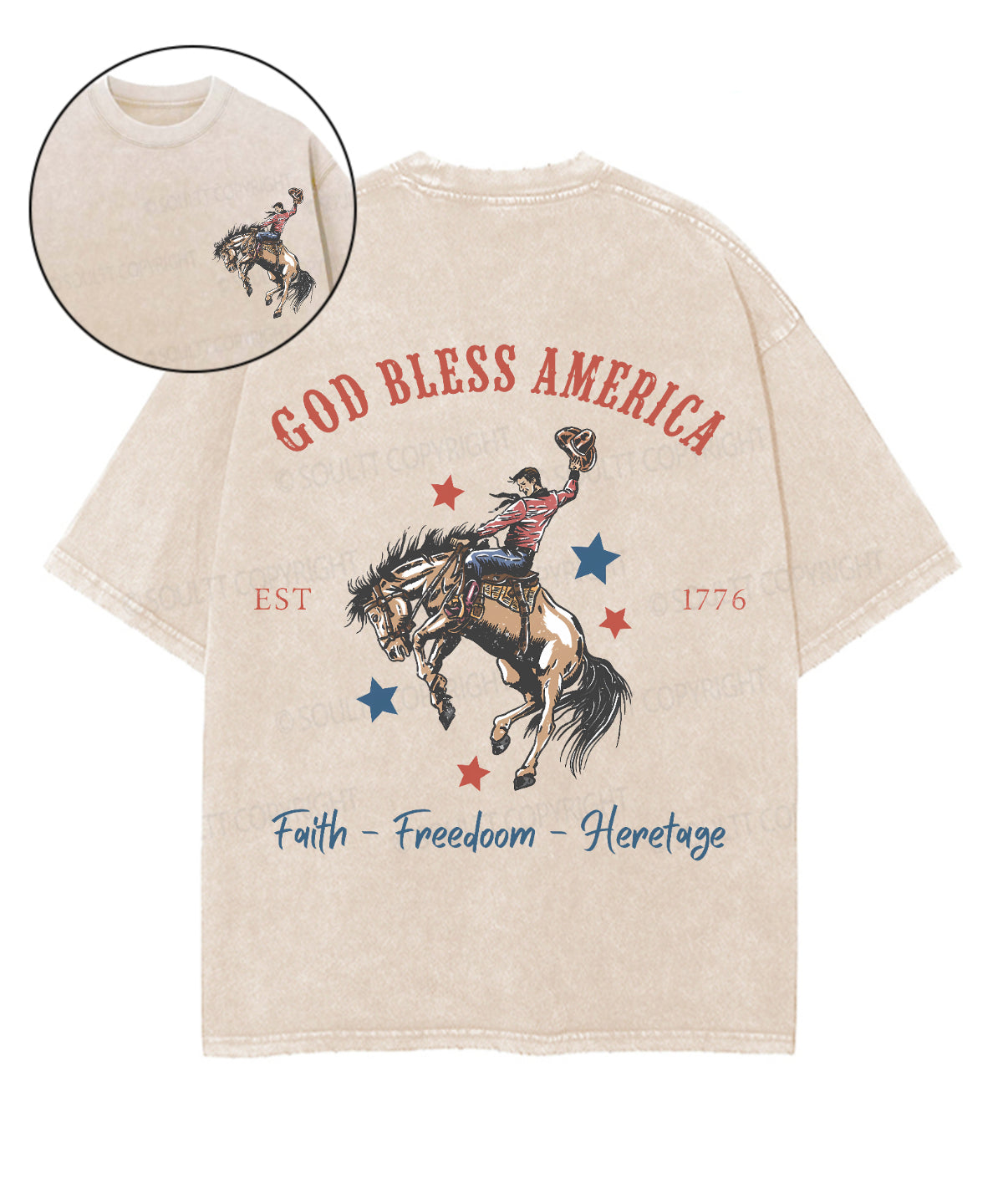 God Bless America Double Sided Unisex Washed Christian T-shirt