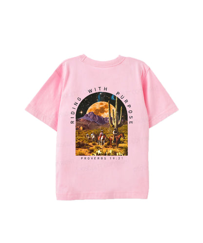 Kids Riding With Purpose Double Sided Cotton Christian T-shirt