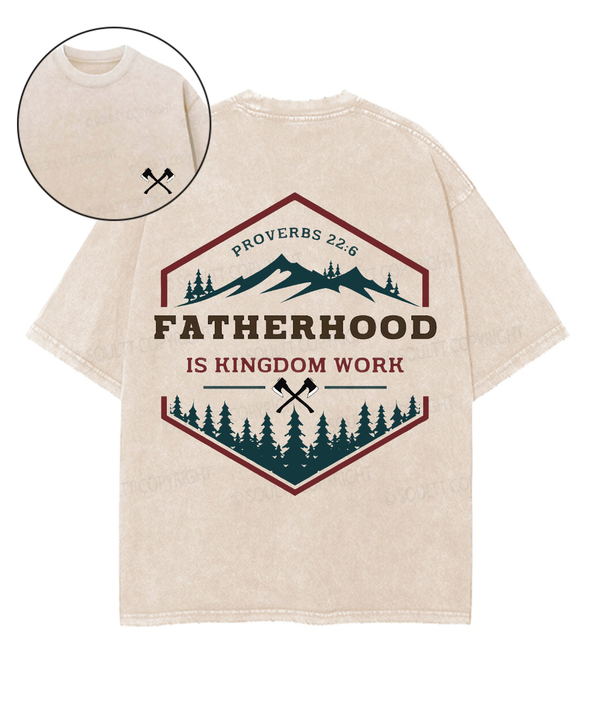 Fatherhood Is Kingdom Work Double Sided Unisex Washed Christian T-shirt