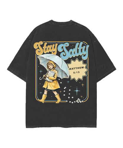 Stay Salty Double Sided Unisex Christian Washed T-Shirt & Shorts