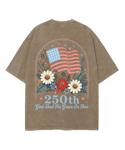 God Shed His Grace On Thee Double Sided Unisex Washed Christian T-shirt