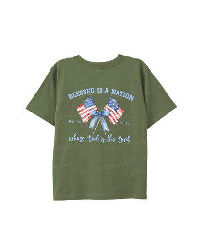 Kids Blessed Is A Nation Whose god Is The Lord Cotton Christian T-shirt