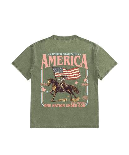 Kids One Nation Under God Double Sided Washed Christian T-shirt