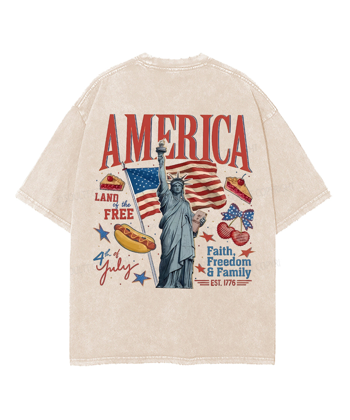 4th of July Double Sided Unisex Washed Christian T-shirt