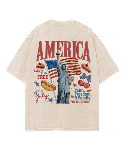 4th of July Double Sided Unisex Washed Christian T-shirt