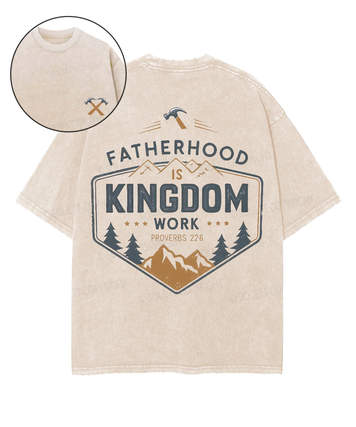 Fatherhood Is Kingdom Work Double Sided Double Sided Unisex Washed Christian T-shirt