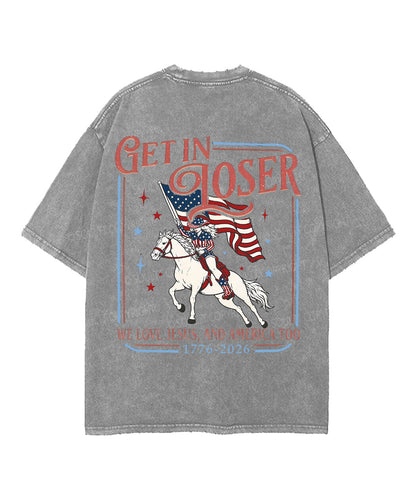 We Love Jesus,And America Too Double Sided Unisex Washed Christian T-shirt