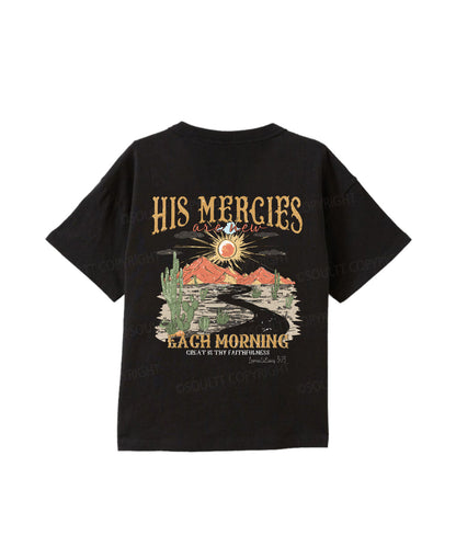 Kids His Mercies Are New Double Sided Cotton Christian T-shirt