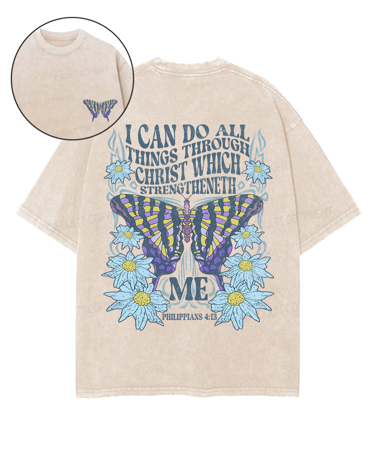 I Can Do All Things Through Christ Double Sided Unisex Washed Christian T-shirt