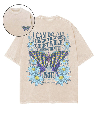 I Can Do All Things Through Christ Double Sided Unisex Washed Christian T-shirt