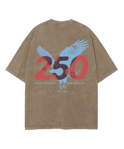 250 Years America Anniversary Double Sided Unisex Washed Christian T-shirt