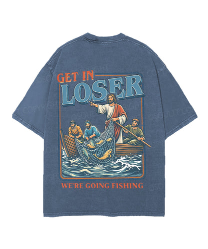 We're Going Fishing Double Sided Unisex Christian Washed T-Shirt & Shorts