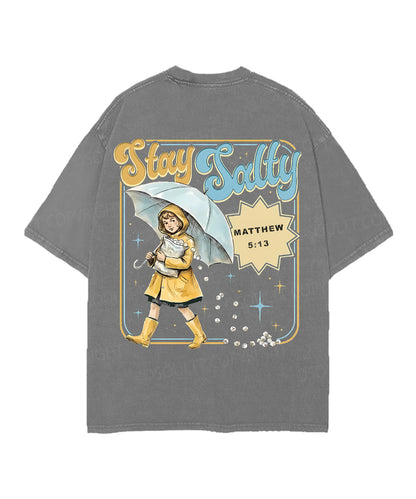 Stay Salty Double Sided Unisex Christian Washed T-Shirt & Shorts