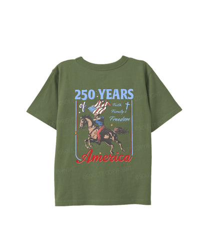 Kids 250 Years America Anniversary Double Sided Cotton Christian T-shirt