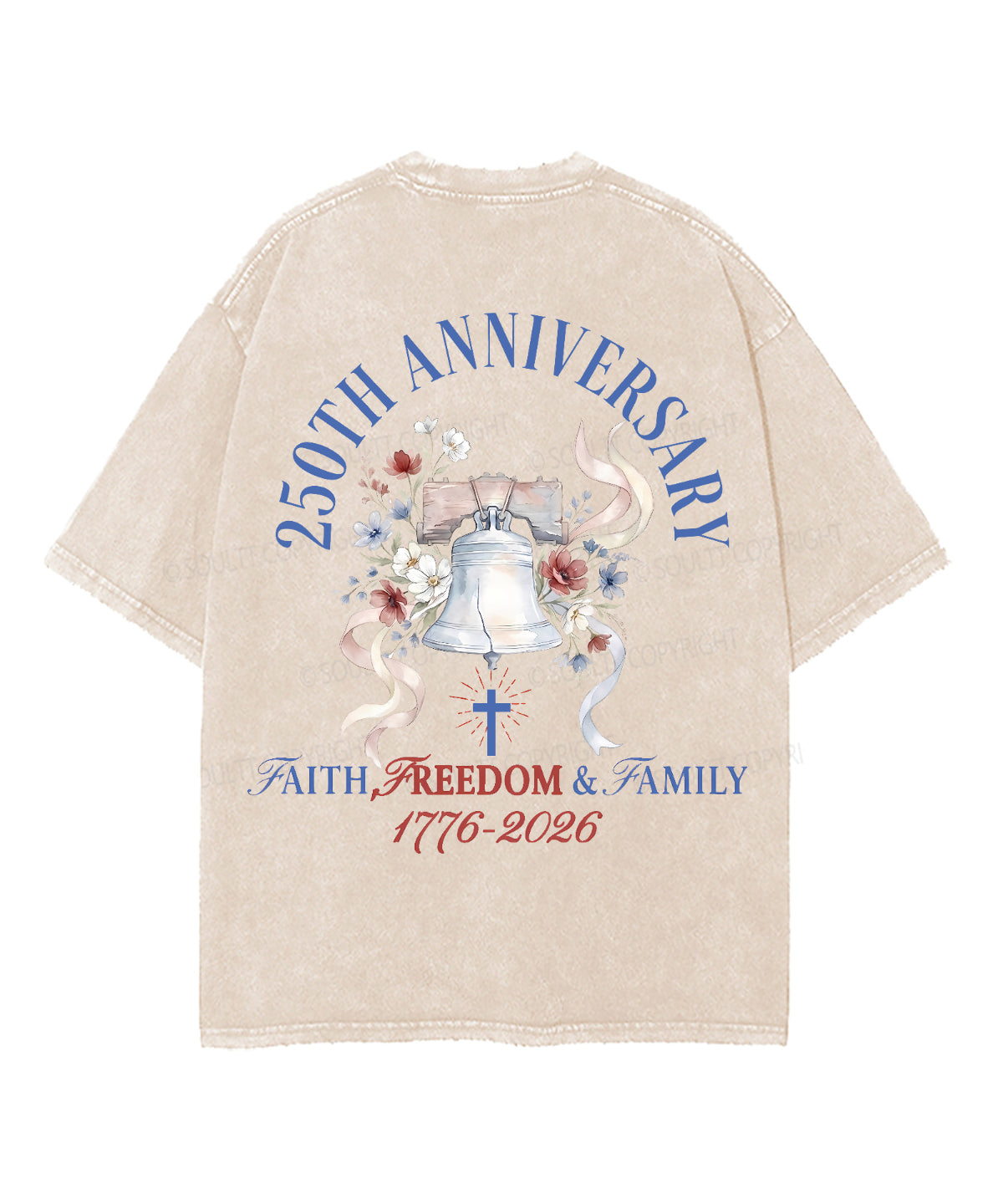 250 Years America Anniversary Double Sided Unisex Washed Christian T-shirt