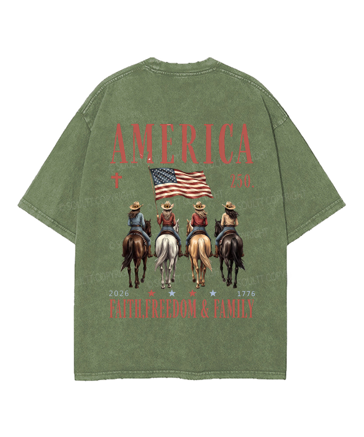 250 Years America Anniversary Double Sided Unisex Washed Christian T-shirt