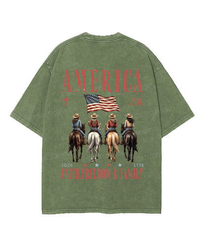 250 Years America Anniversary Double Sided Unisex Washed Christian T-shirt