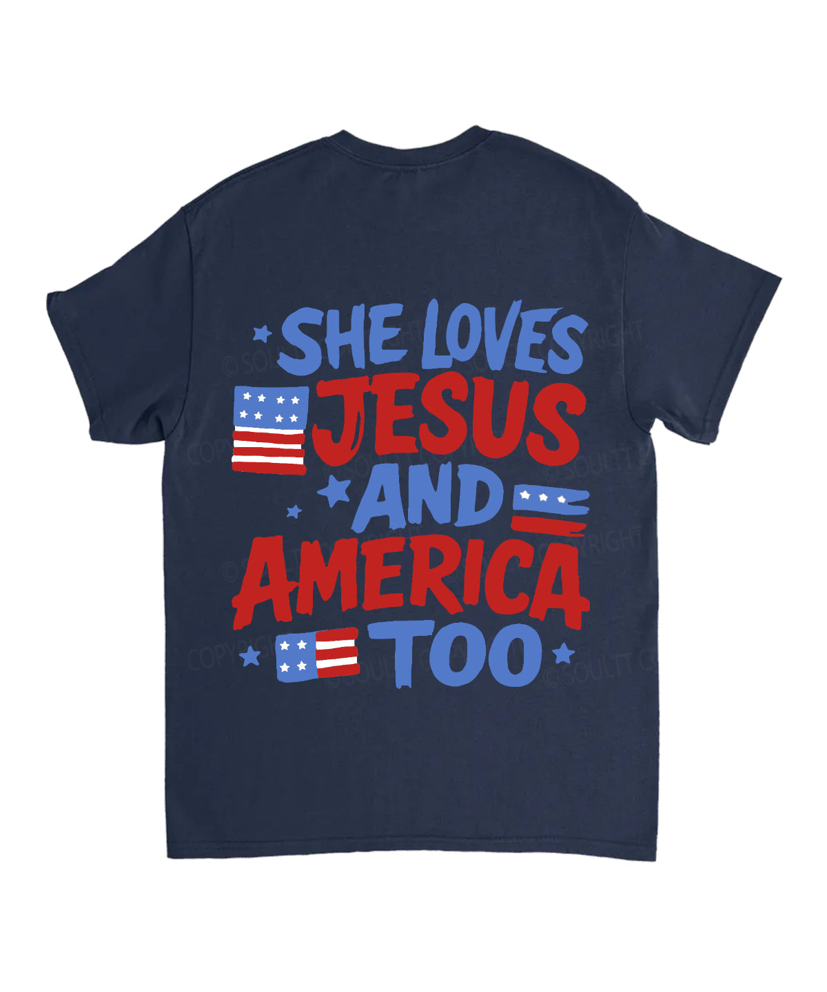 She Loves Jesus And America Too Double Sided Unisex Cotton Christian T-Shirt