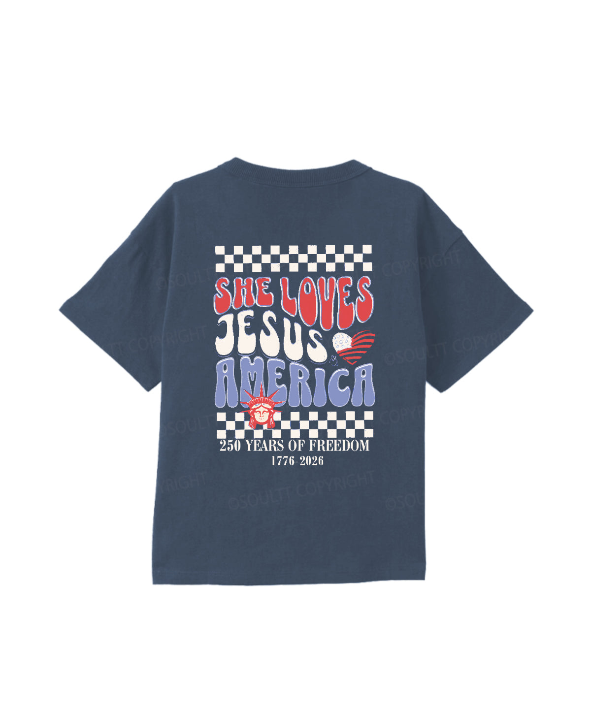 Kids She Loves Jesus And America Double Sided Cotton Christian T-shirt