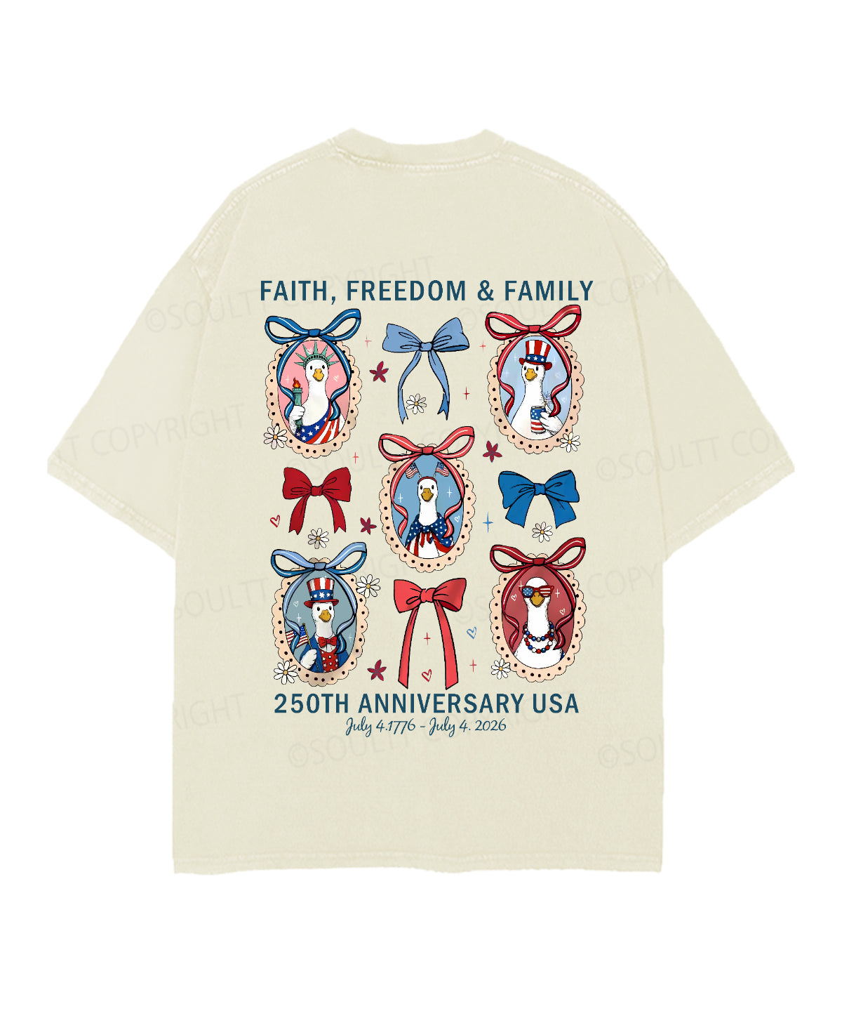 250 Years America Anniversary Double Sided Unisex Christian Washed T-Shirt & Shorts