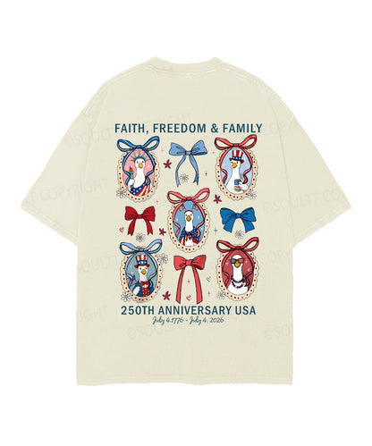 250 Years America Anniversary Double Sided Unisex Christian Washed T-Shirt & Shorts