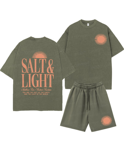 Salt & Light Double Sided Unisex Christian Washed T-Shirt & Shorts
