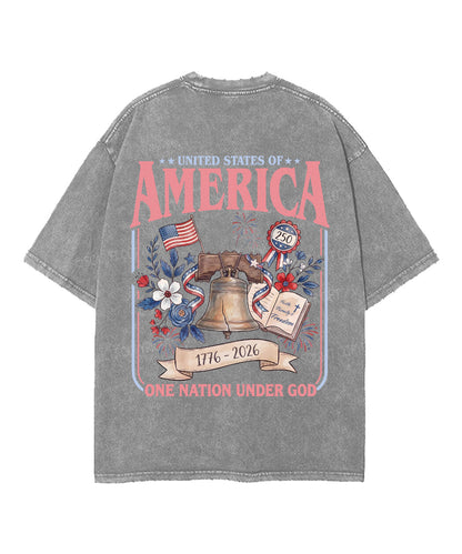 One Nation Under God Double Sided Unisex Washed Christian T-shirt