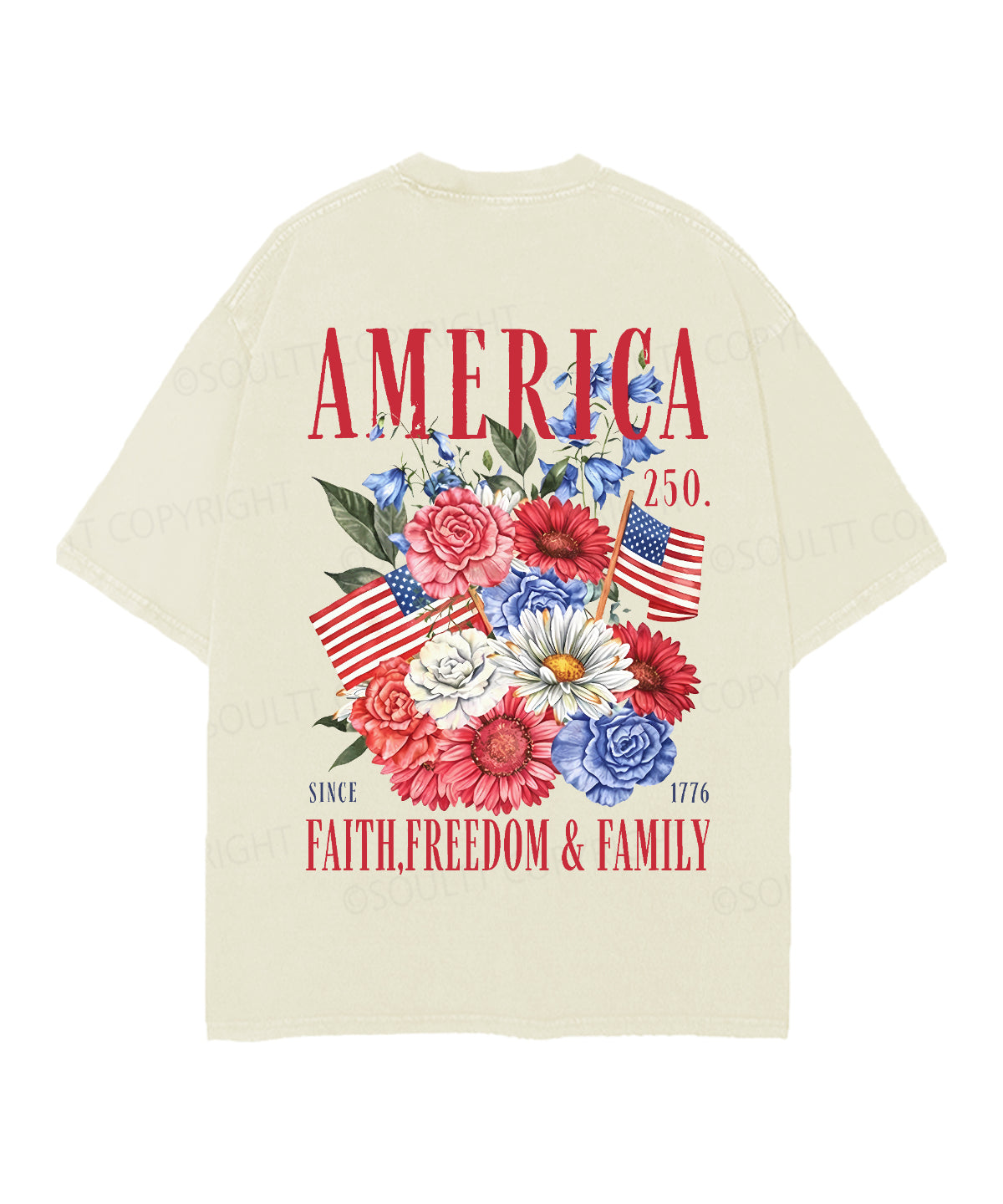 250 Years America Anniversary Double Sided Unisex Christian Washed T-Shirt & Shorts