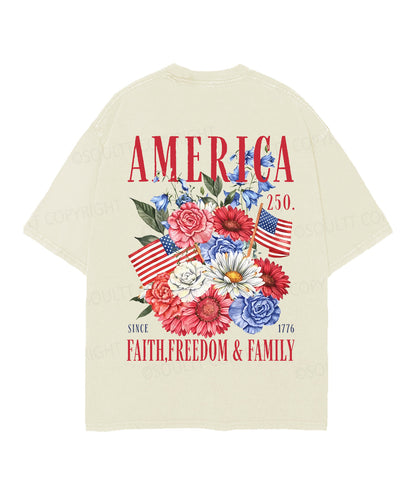 250 Years America Anniversary Double Sided Unisex Christian Washed T-Shirt & Shorts