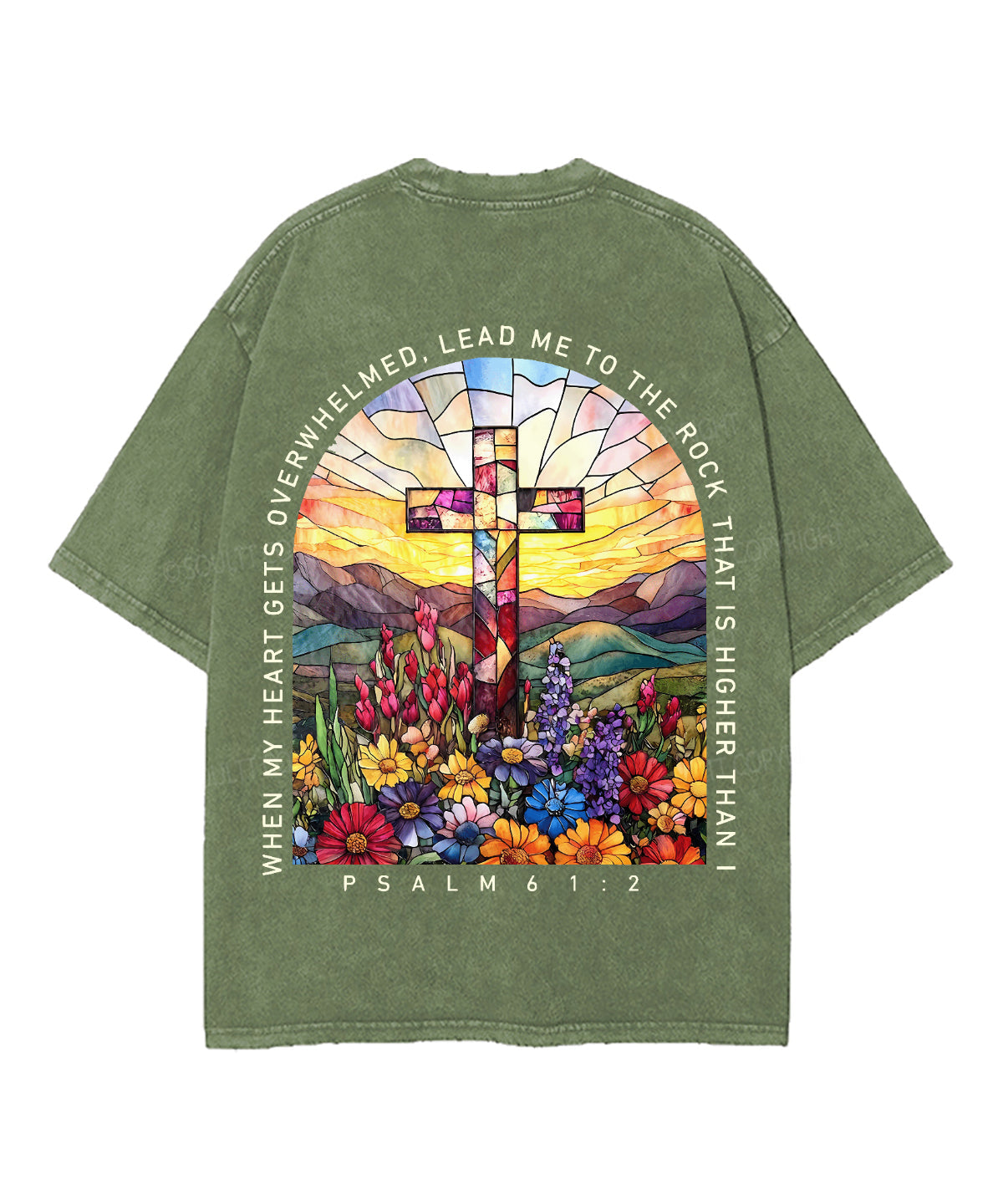When My Heart Is Faint And Overwhelmed, Lead Me To The Mighty Double Sided Unisex Washed Christian T-shirt