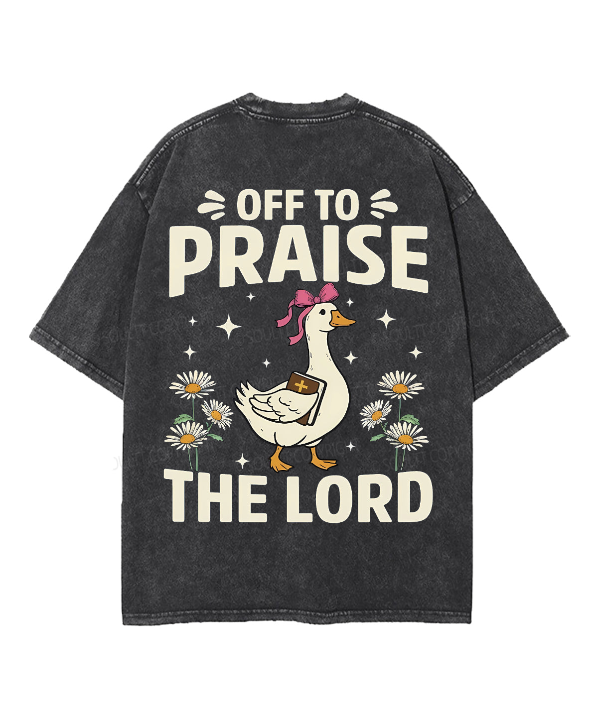 Off To Praise The Lord Double Sided Unisex Washed Christian T-shirt