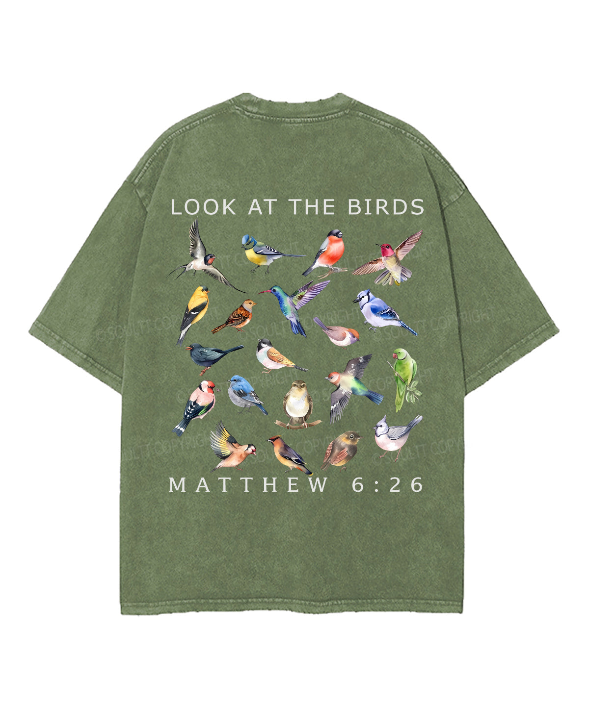 Look At The Birds Double Sided Unisex Washed Christian T-shirt